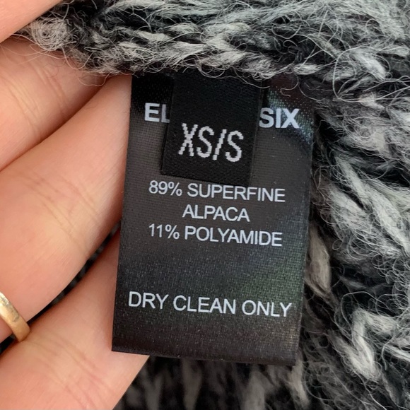 Eleven Six Tess Sweater Salt & Pepper Alpaca Chunky Ribbed Knit V Neck NEW XS/S - Picture 8 of 9